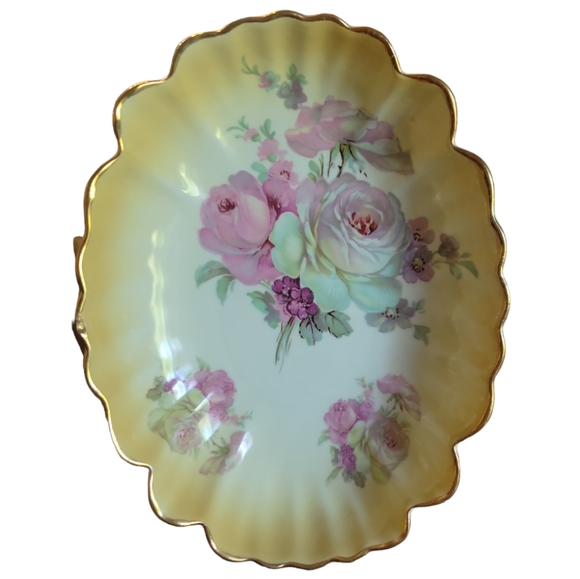 Vtg 1955 James Kent Old Foley Gold Rim Rose Porcelain Bonbon Candy Trinket Dish - Picture 2 of 5